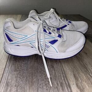 Reebok 059503 414 White Blue Leather Women’s US Size 6 Trainer Sneaker Shoes